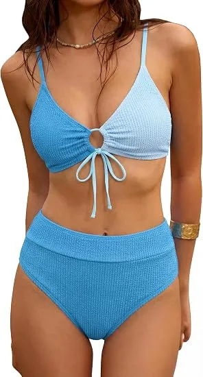 Women's Retro Ruched One Piece Swimsuit V Neck Tummy Control Bathing Suit
